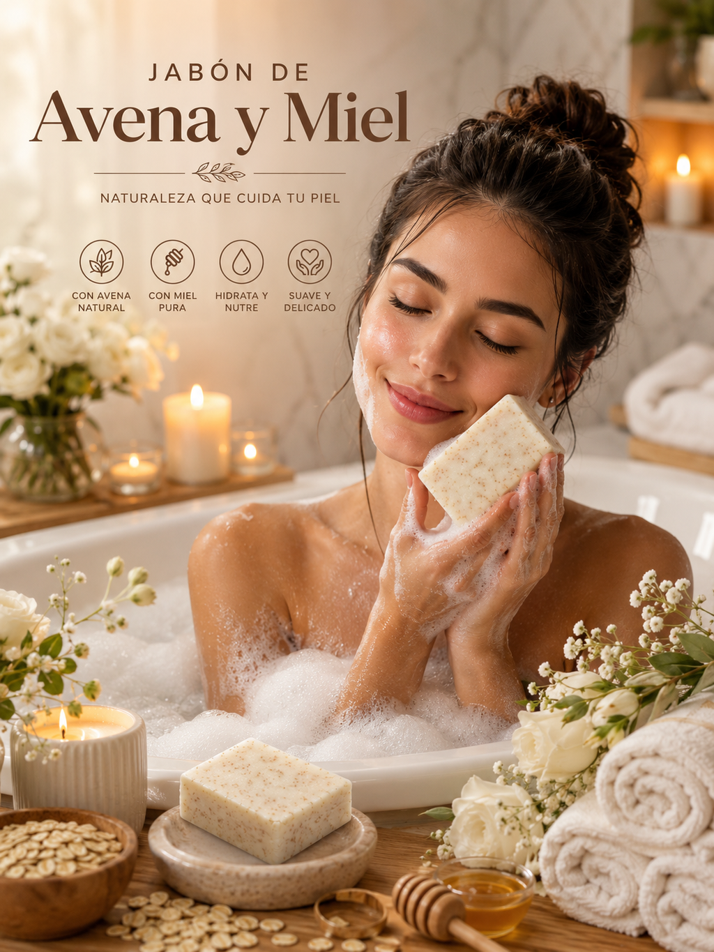 Jabon de Miel y Avena, Soap Honey and Oatmeal. 3.5oz