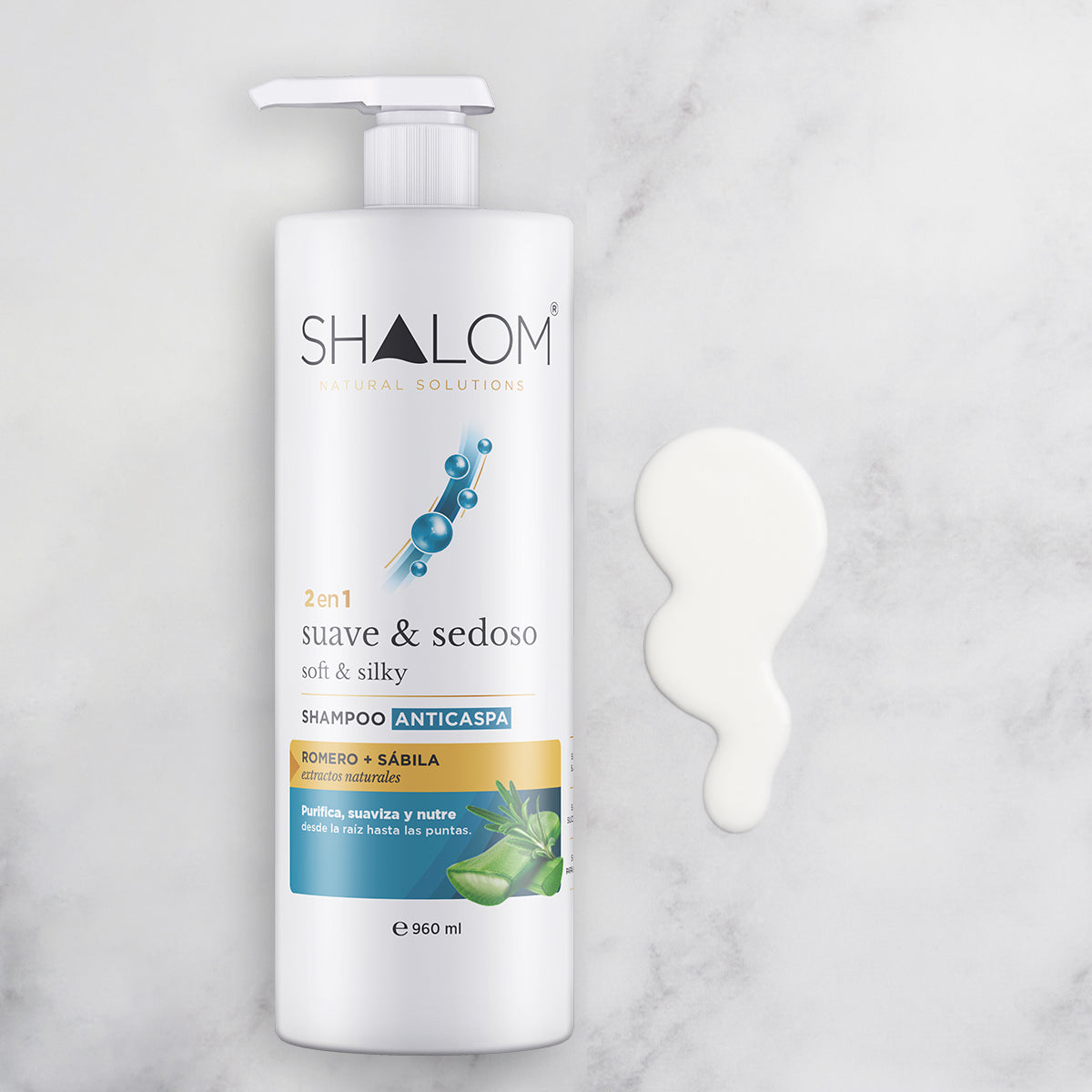 SHALOM shampoo anticaspa Sábila   y Romero 32oz